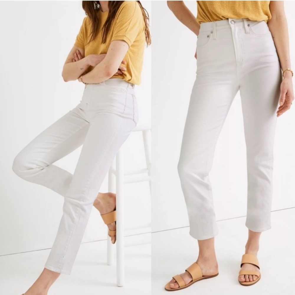 MADEWELL WHITE STRAIGHT CROP JEANS SIZE 26 WAIST